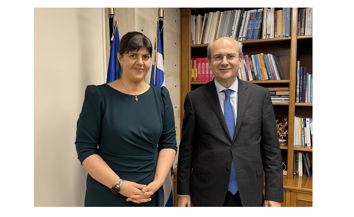 Υπουργείο Οικονομικών: Συνάντηση του Κωστή Χατζηδάκη με την Ευρωπαία Γενική Εισαγγελέα